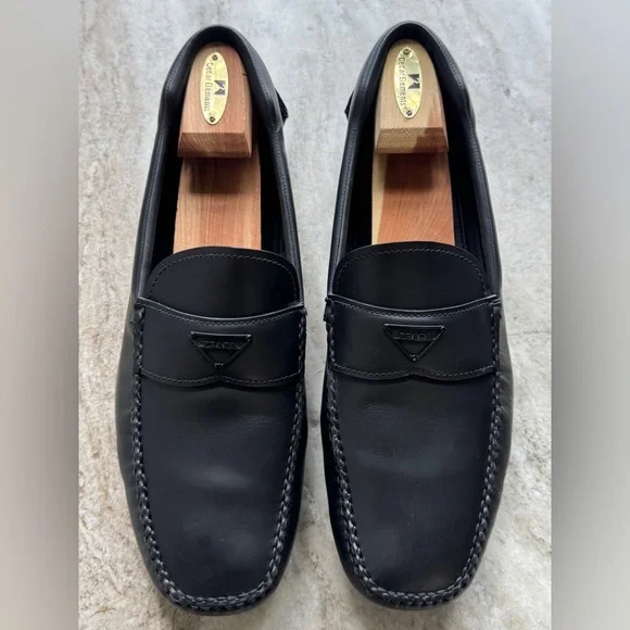 PRADA Leather Logo Loafer Slipper Dress Shoes US 10 PRADA Logo Loafer Slipper Dress Shoes - 2DE060 - Black - NEW  main image 3